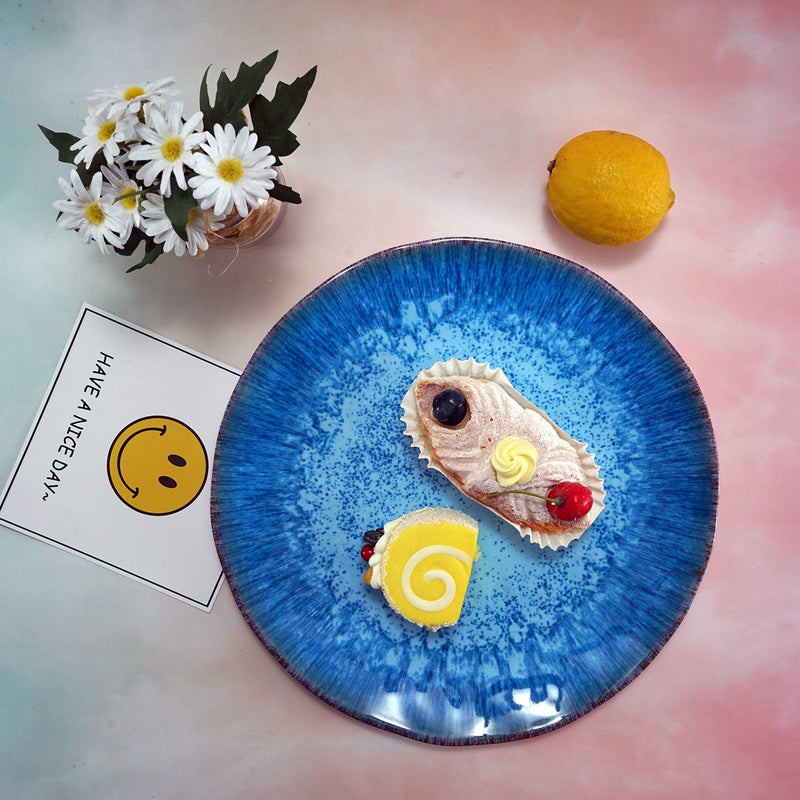 Topmela Melamine Dinner Plate Plastic Bread Butter Plates Set of 6 Pcs 11 inch Lightweight Shatter Proof Chip Resistant Dishwasher Safe Not Microware Not Oven(Light Blue) - Image 3